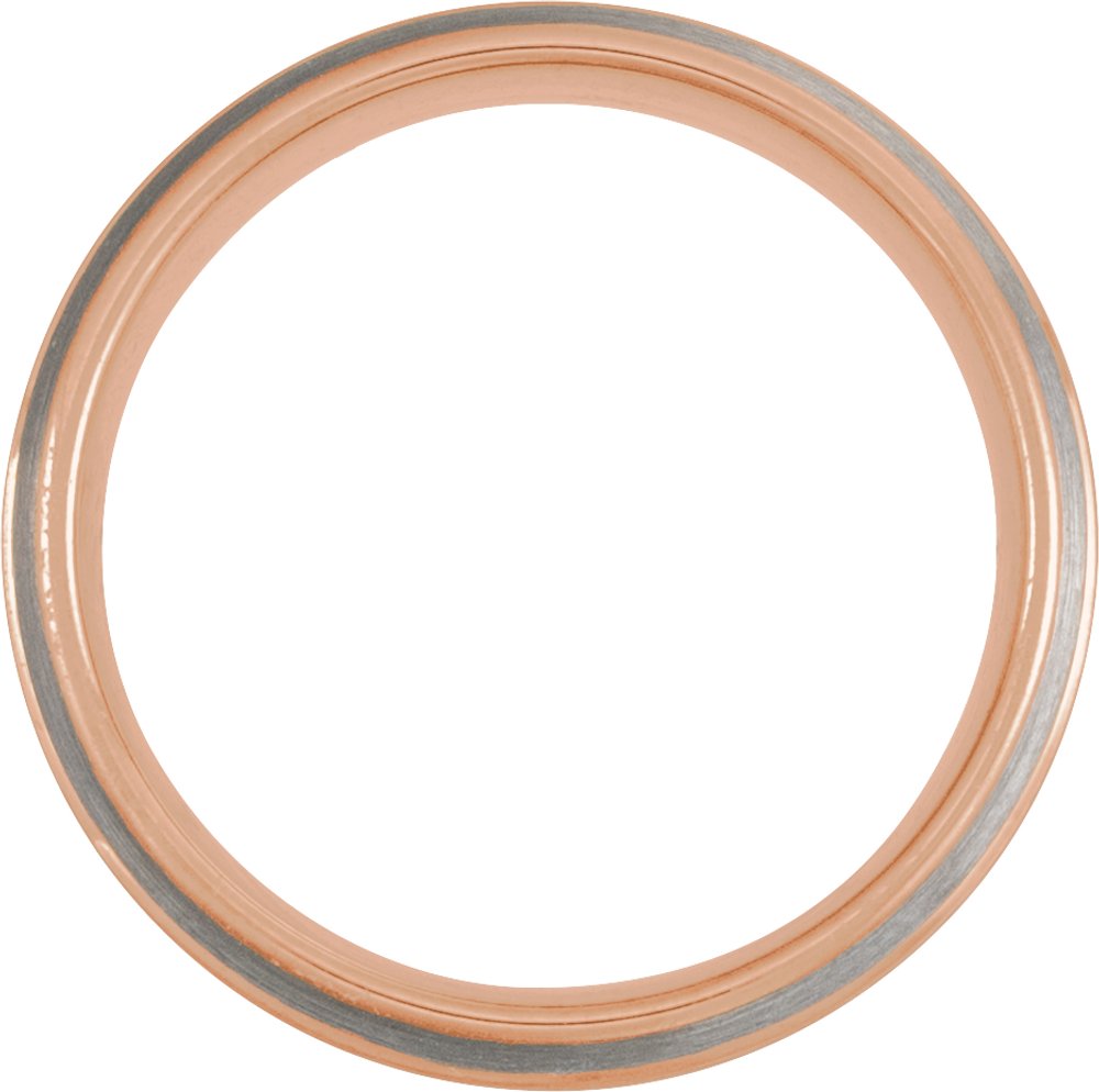 18K Rose Gold PVD Tungsten 6 mm Grooved Half-Round Comfort-Fit Band Size 10