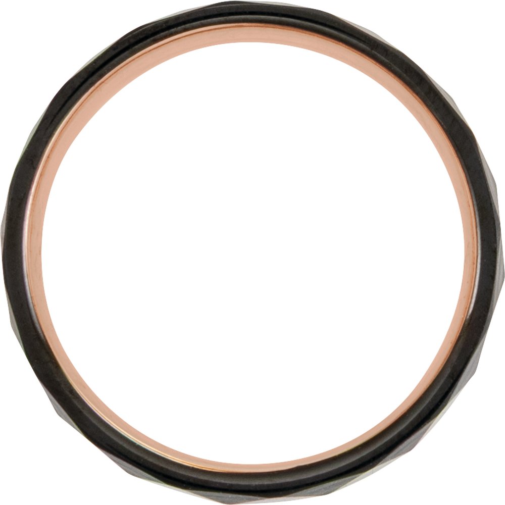 18K Rose Gold PVD Tungsten 6 mm Geometric Faceted Comfort-Fit Band Size 10