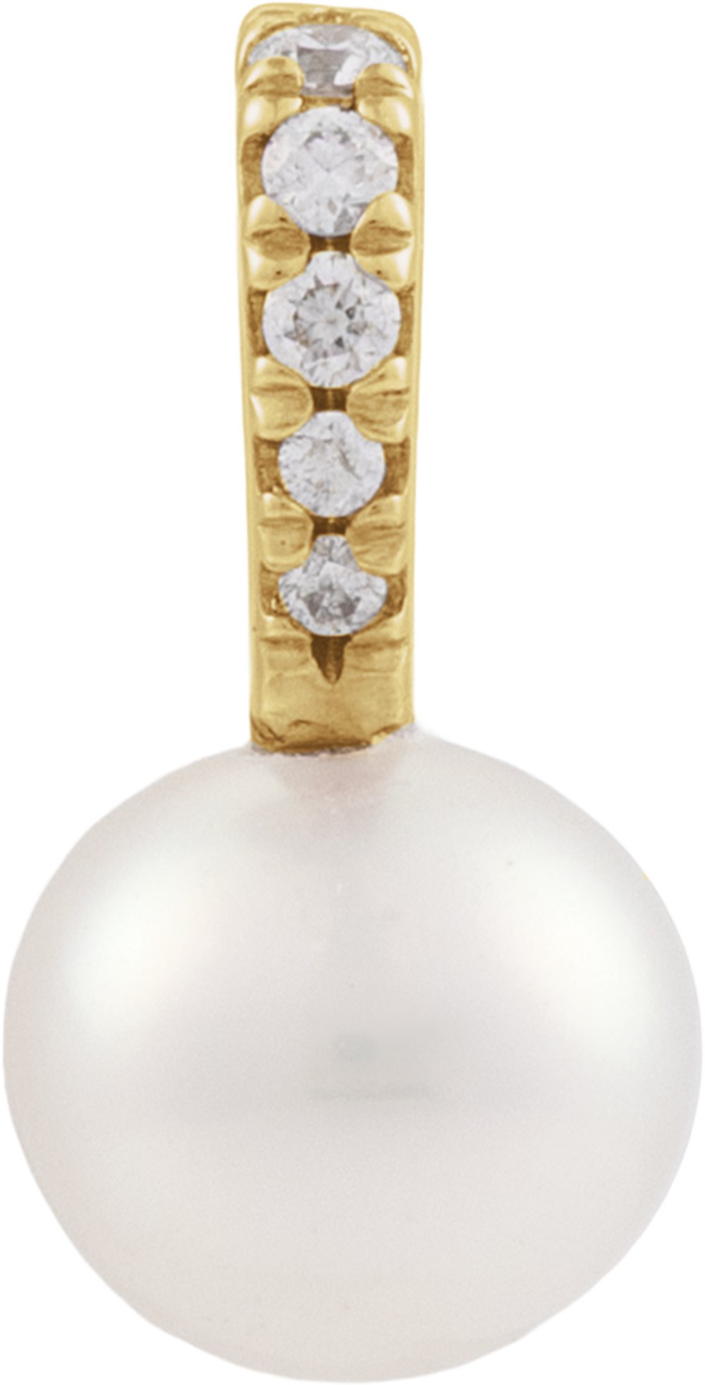 14K Yellow Gold Cultured White Freshwater & .025 CTW Natural Diamond Pendant