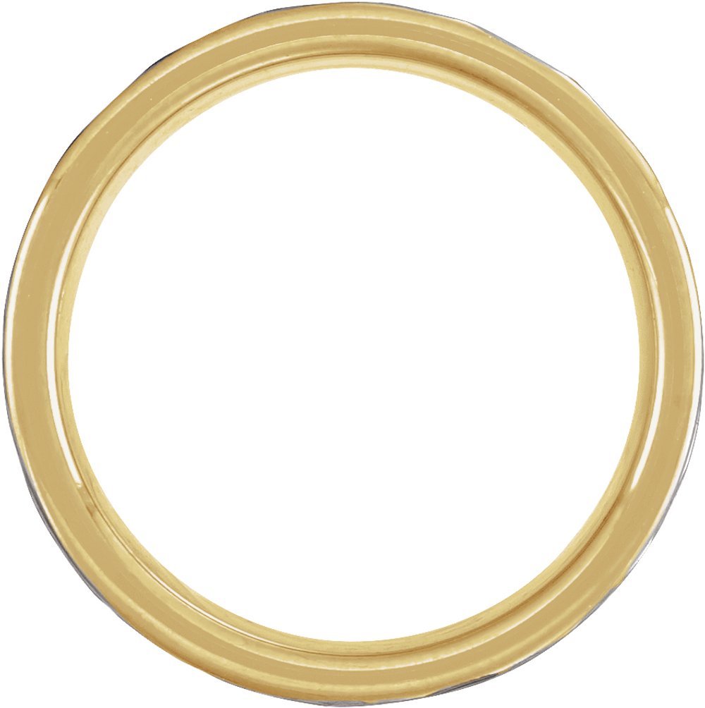 18K Yellow Gold PVD Tungsten 6 mm Grooved Comfort-Fit Flat Band Size 10