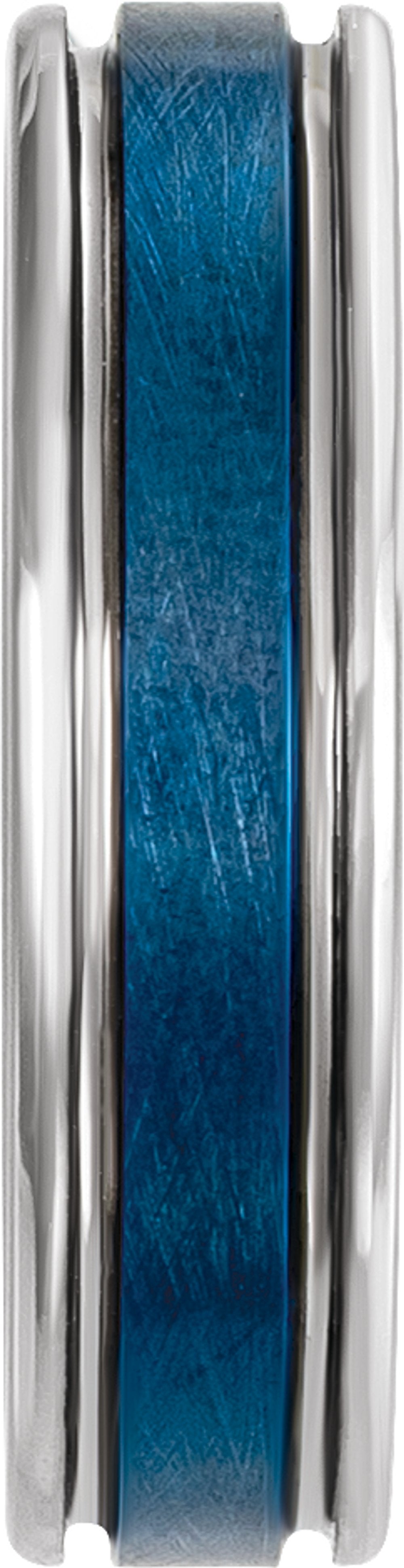 Blue PVD Tungsten 6 mm Beveled-Edge Grooved Inlay Comfort-Fit Band Size 8