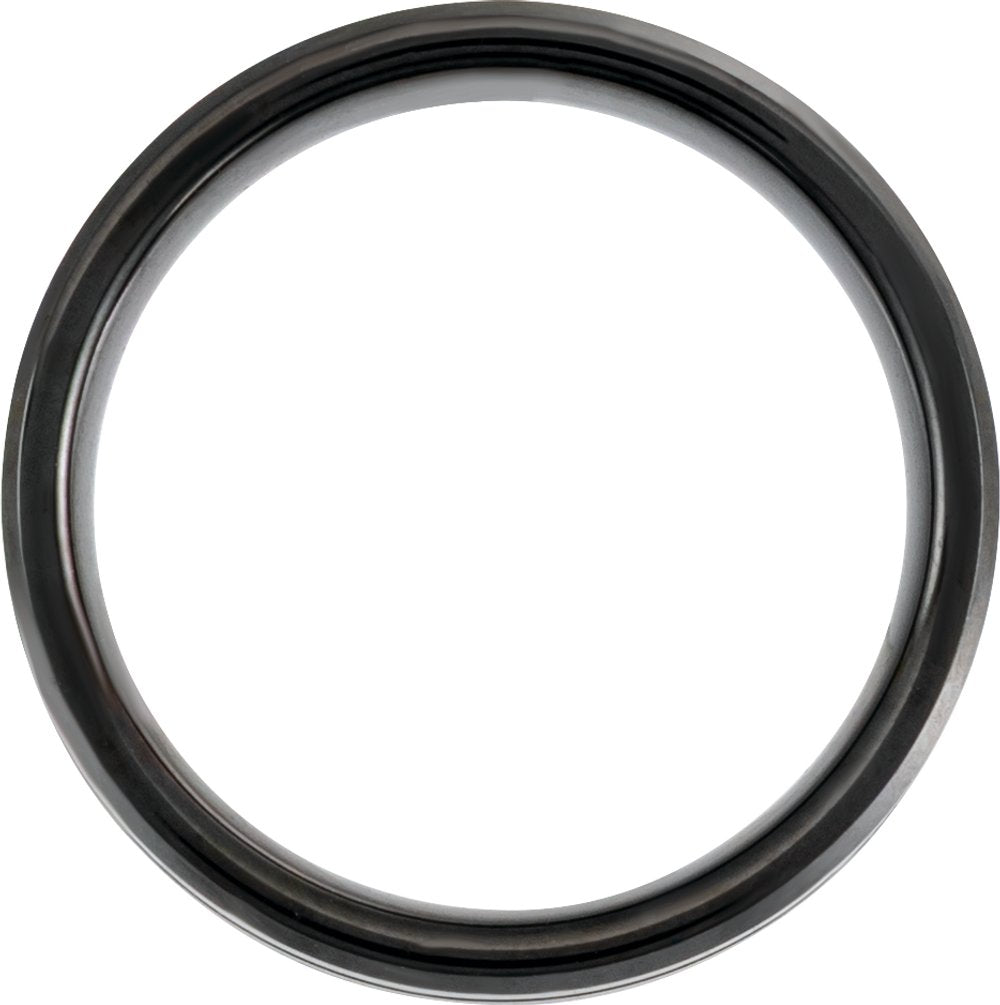 Black & Blue PVD Tungsten 6 mm Beveled-Edge Grooved Comfort-Fit Band Size 8