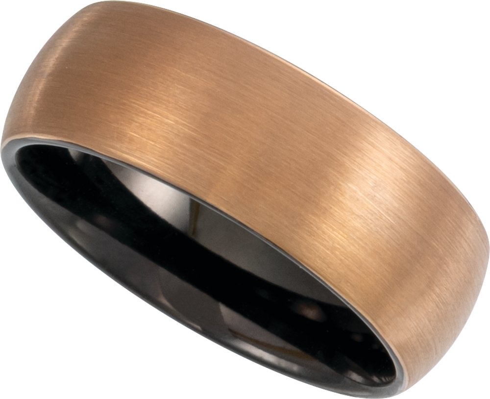 18K Rose Gold PVD & Black PVD Tungsten 8 mm Comfort-Fit Half Round Band Size 10