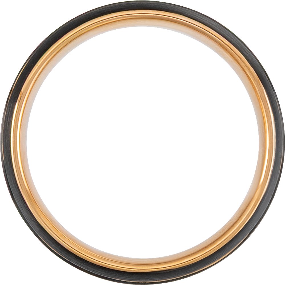 18K Rose Gold PVD & Black PVD Tungsten 6 mm Grooved Comfort-Fit Band Size 8
