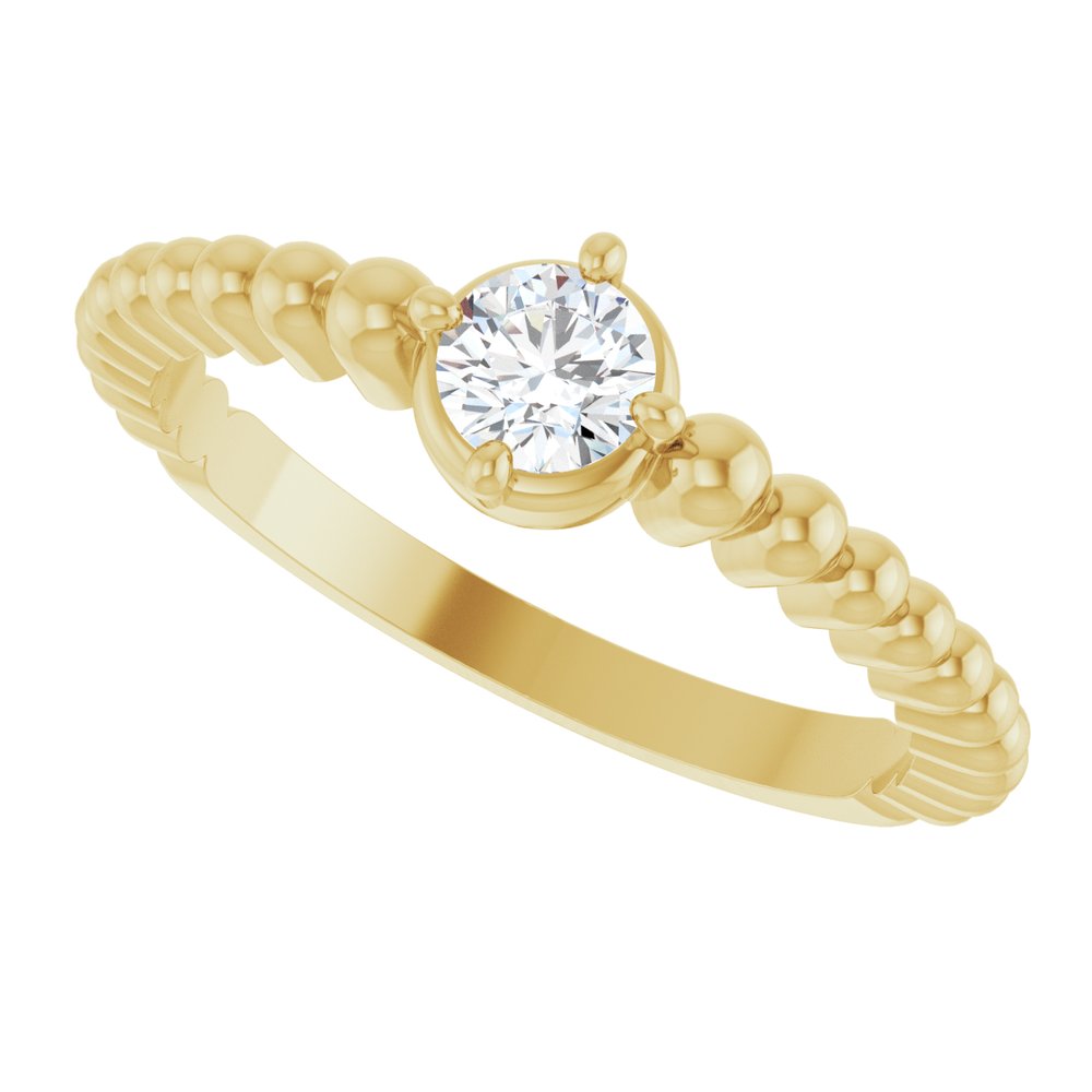 14K Yellow Gold 1/4 CT Lab-Grown Diamond Graduated Bead Ring
