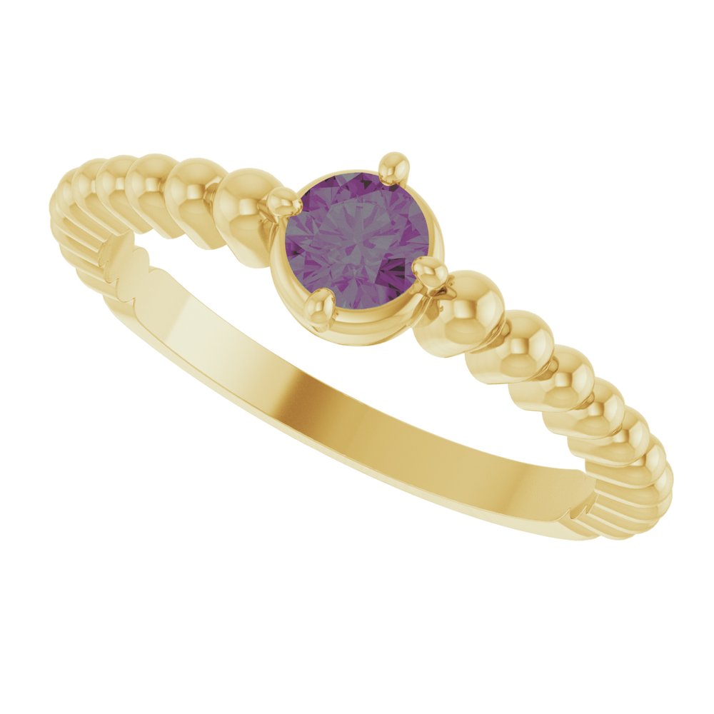 14K Yellow Gold Lab-Grown Alexandrite Graduated Bead Ring