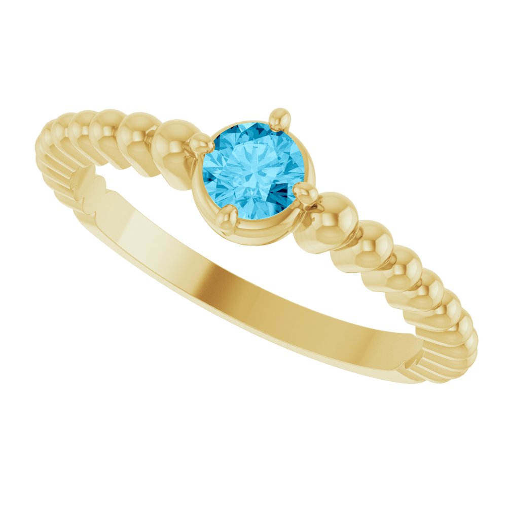14K Yellow Gold Natural Aquamarine Graduated Bead Ring
