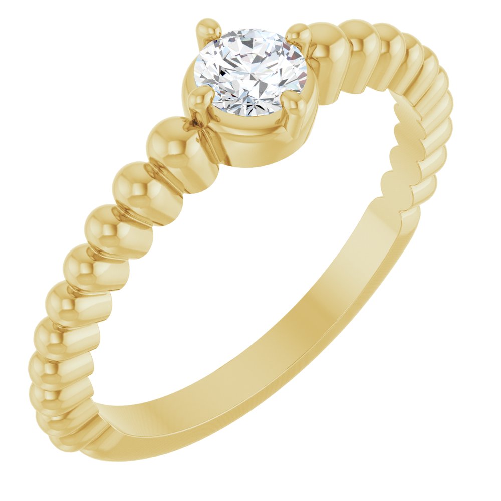 14K Yellow Gold 1/4 CT Lab-Grown Diamond Graduated Bead Ring