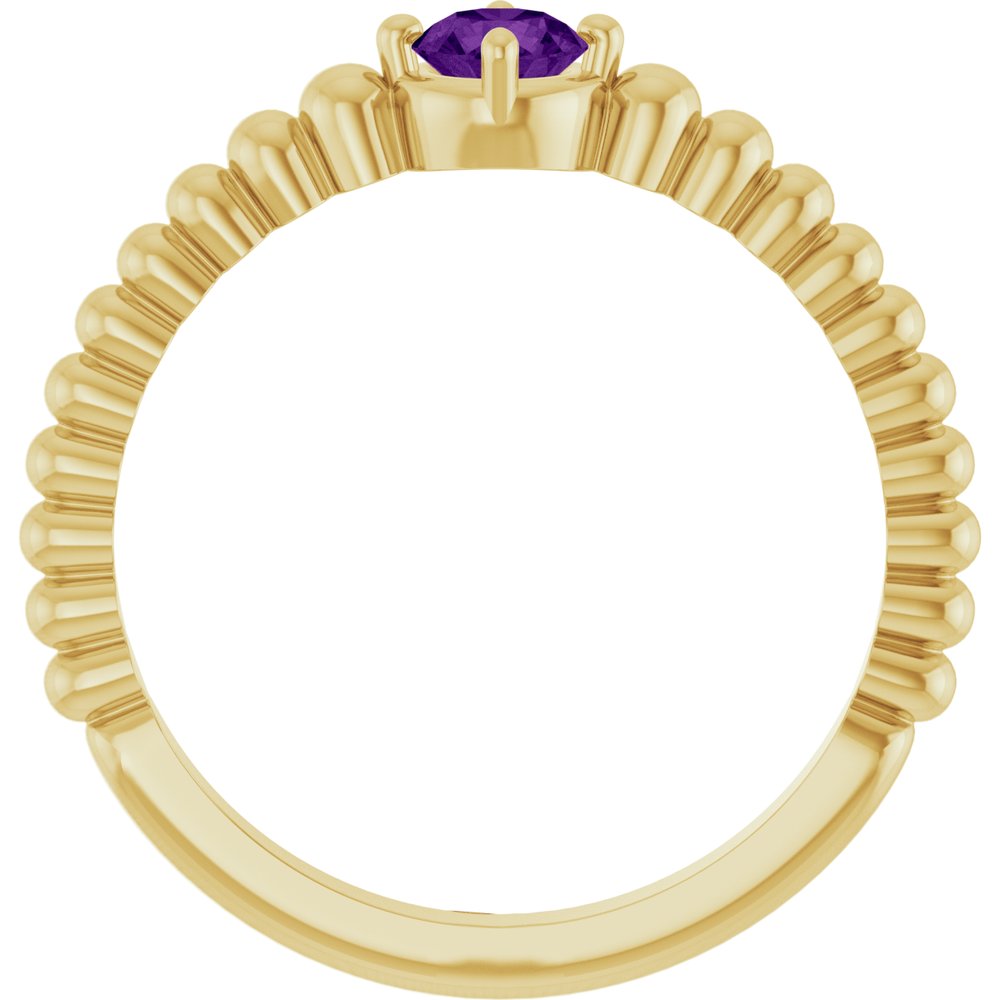 14K Yellow Gold Natural Amethyst Graduated Bead Ring