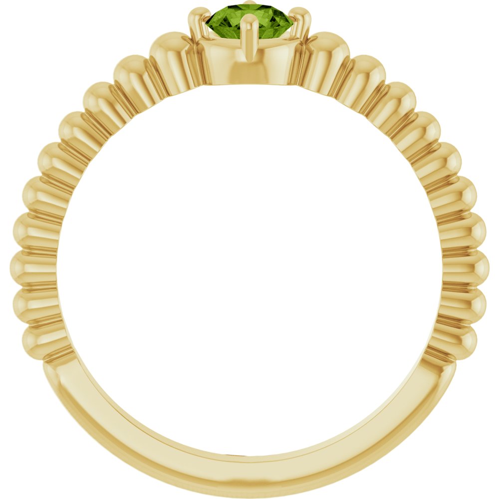 14K Yellow Gold Natural Peridot Graduated Bead Ring