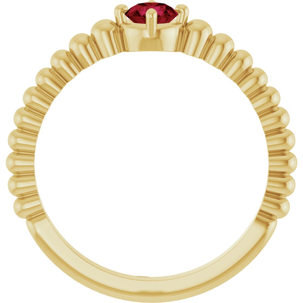 14K Yellow Gold Lab-Grown Ruby Graduated Bead Ring