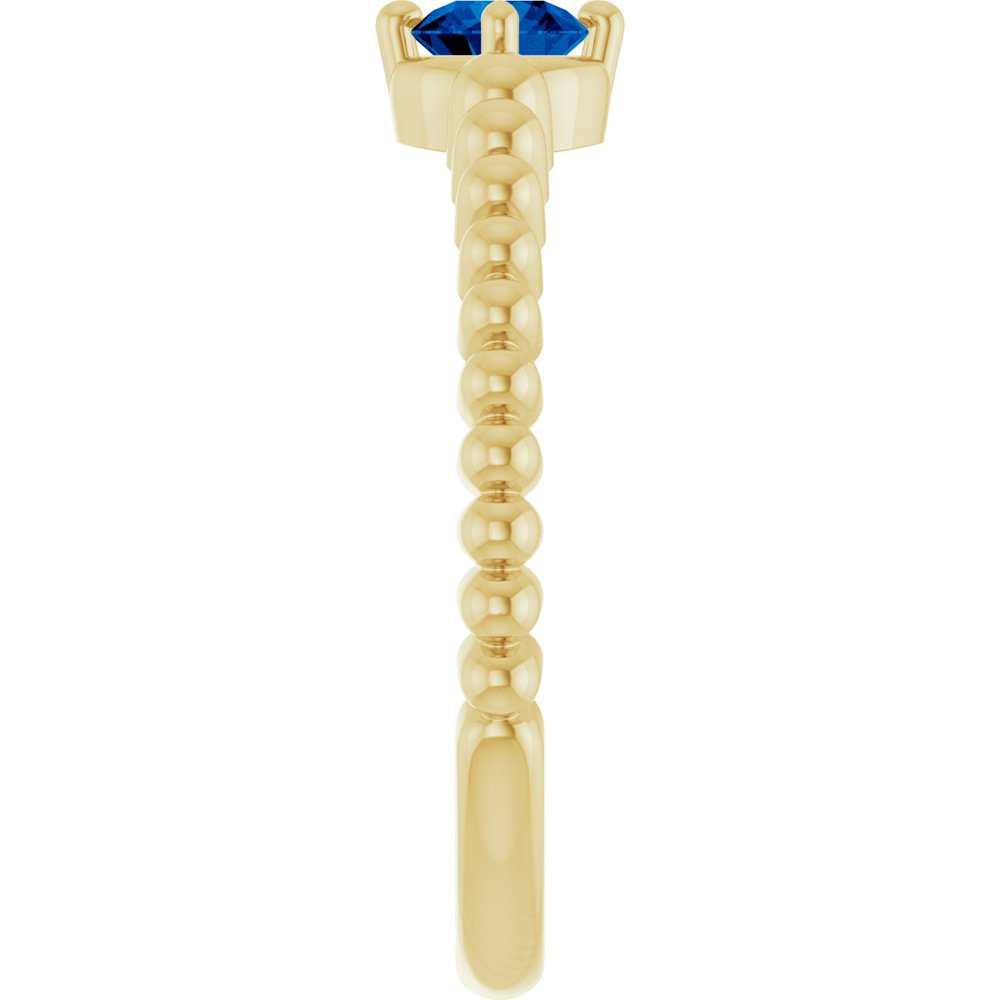 14K Yellow Gold Lab-Grown Blue Sapphire Graduated Bead Ring