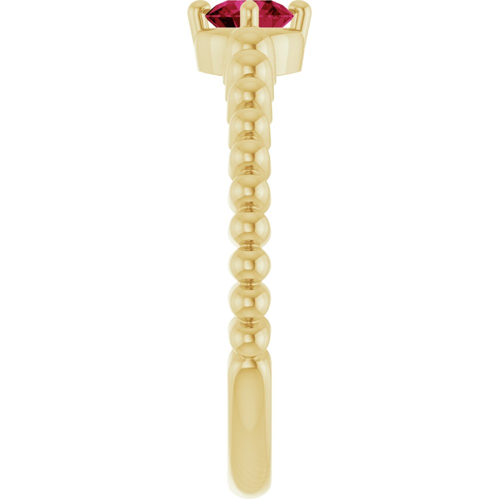 14K Yellow Gold Lab-Grown Ruby Graduated Bead Ring