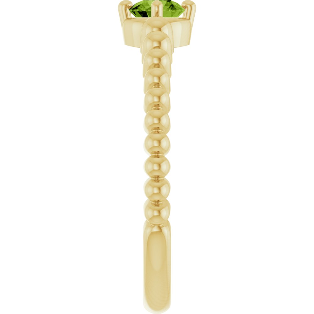 14K Yellow Gold Natural Peridot Graduated Bead Ring
