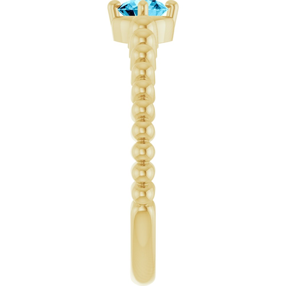 14K Yellow Gold Natural Aquamarine Graduated Bead Ring