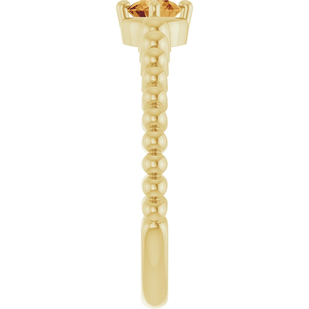 14K Yellow Gold Natural Citrine Graduated Bead Ring