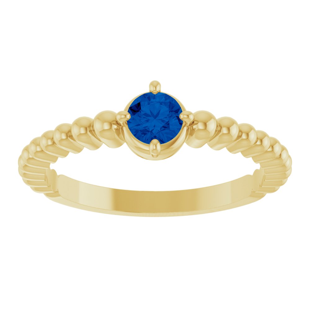 14K Yellow Gold Lab-Grown Blue Sapphire Graduated Bead Ring