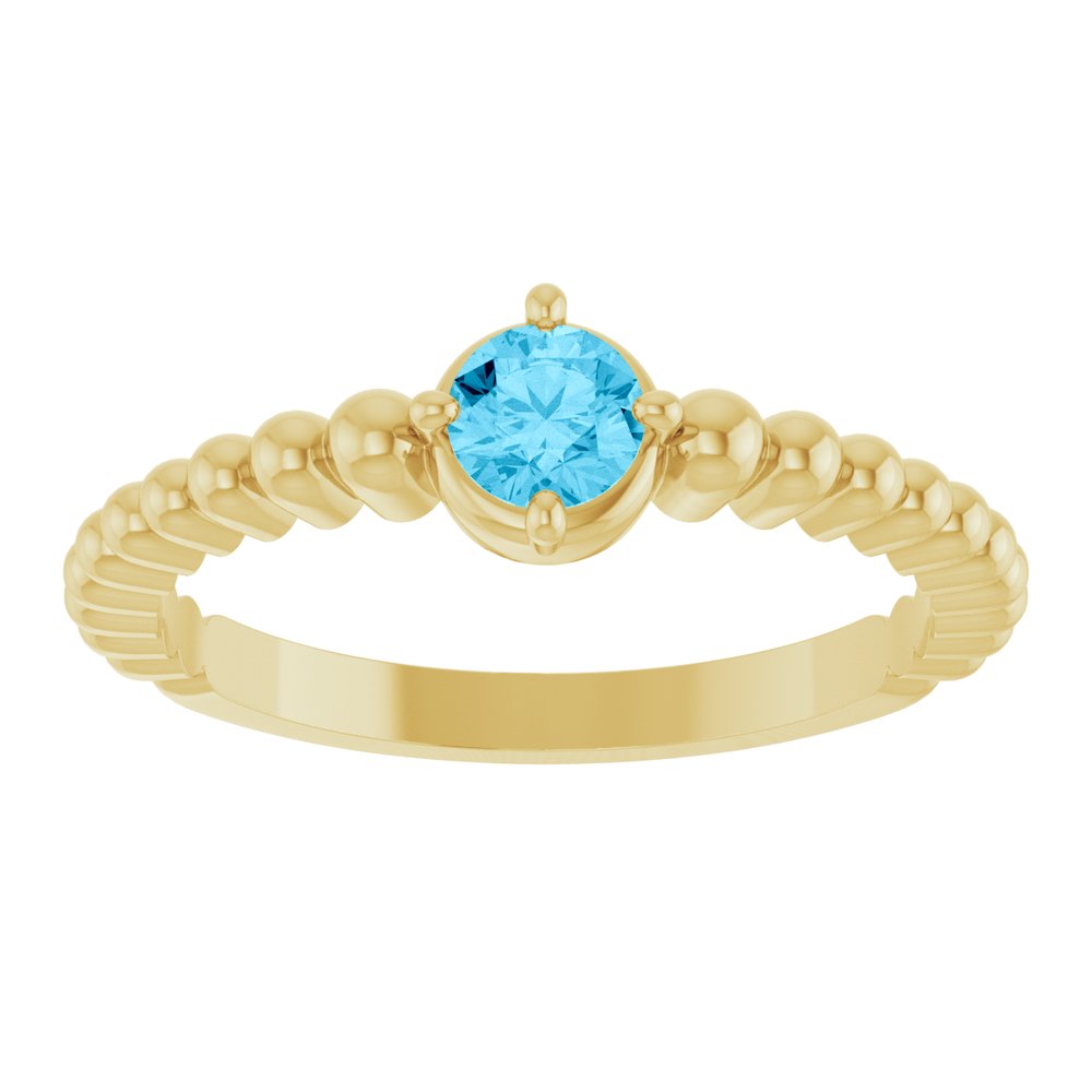 14K Yellow Gold Natural Aquamarine Graduated Bead Ring