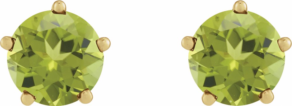 14K Yellow Gold Natural Peridot Stud Earrings