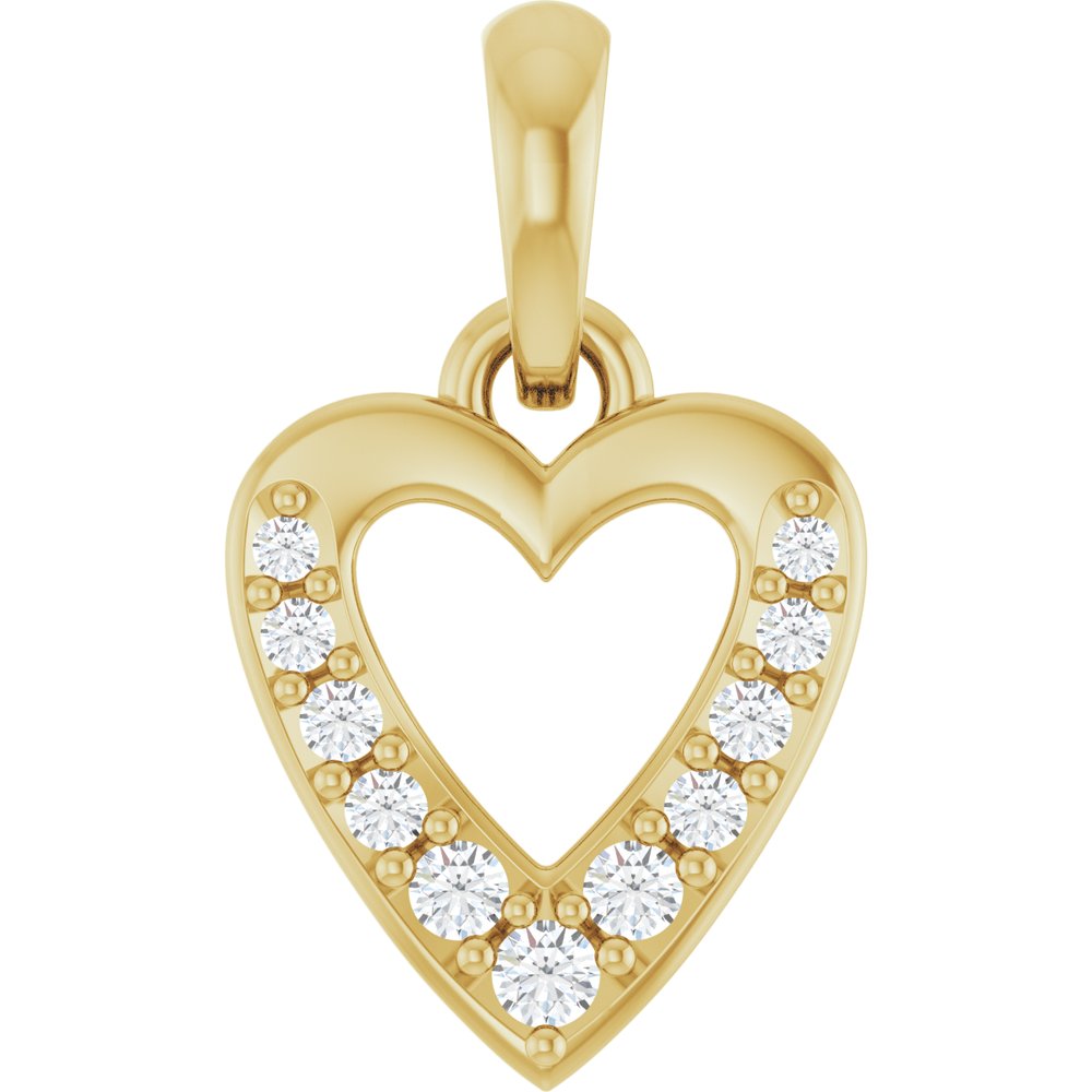 14K Yellow Gold .05 CTW Lab-Grown Diamond Heart Charm/Pendant