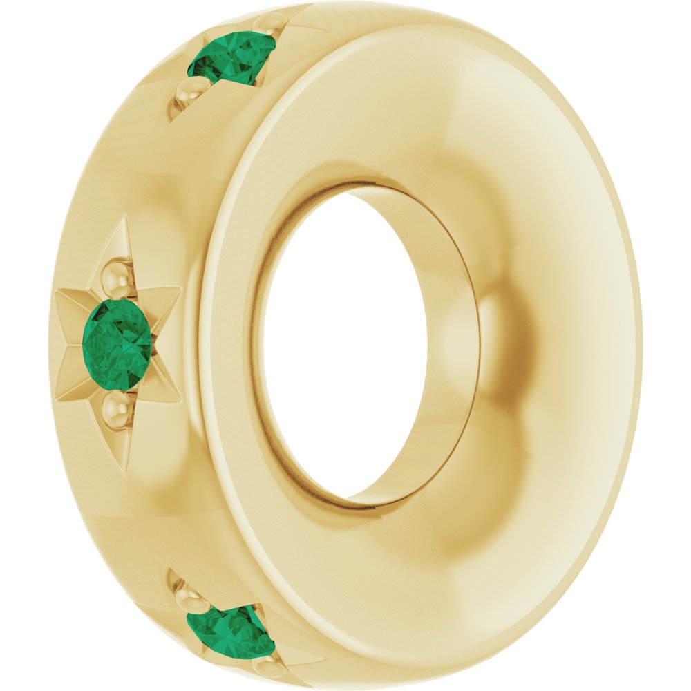 14K Yellow Gold Lab-Grown Emerald Stackable Family Space Charm/Pendant