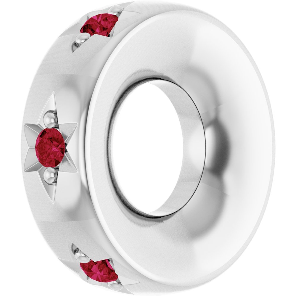 Sterling Silver Lab-Grown Ruby Stackable Family Space Charm/Pendant