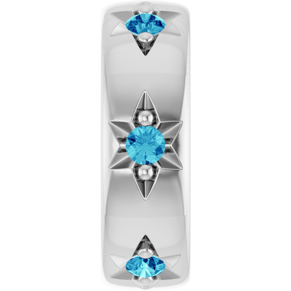 Sterling Silver Natural Blue Zircon Stackable Family Space Charm/Pendant