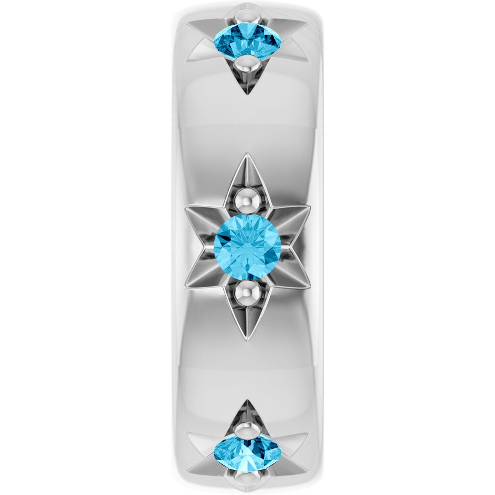 Sterling Silver Natural Aquamarine Stackable Family Charm/Pendant