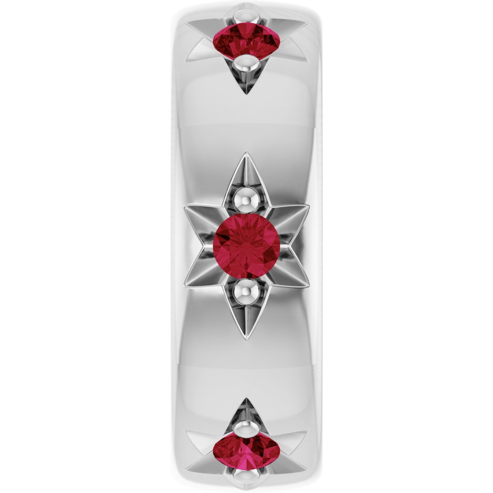 Sterling Silver Lab-Grown Ruby Stackable Family Space Charm/Pendant