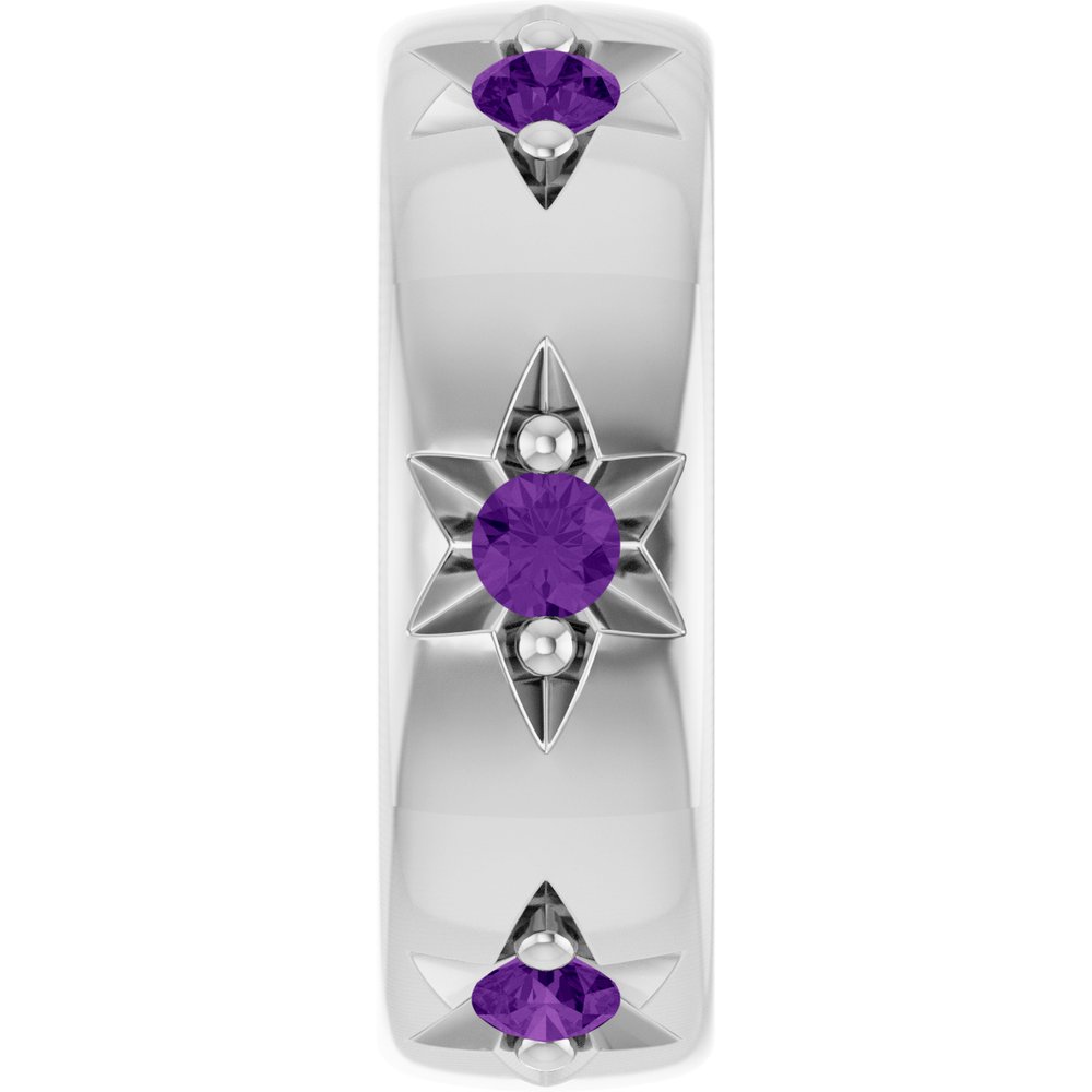 Sterling Silver Natural Amethyst Stackable Family Space Charm/Pendant