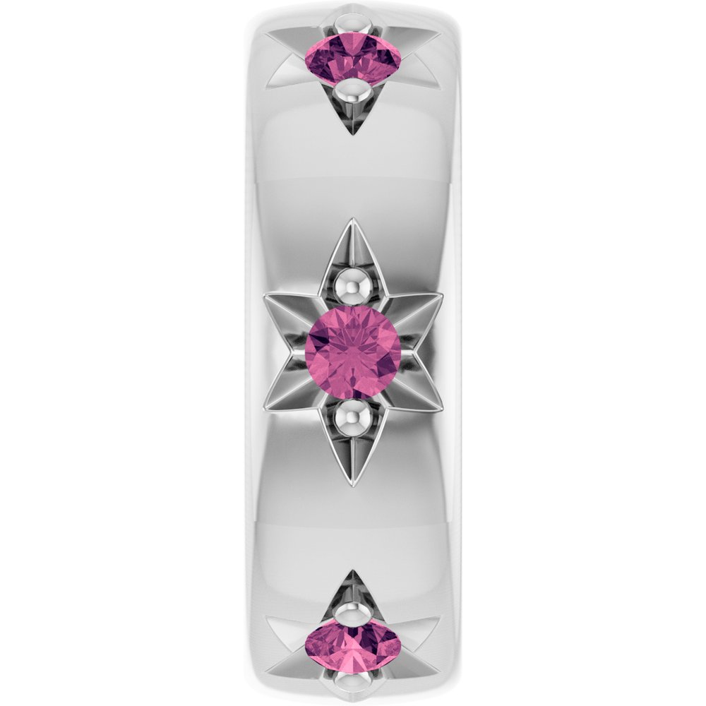 Sterling Silver Natural Pink Tourmaline Stackable Family Space Charm/Pendant