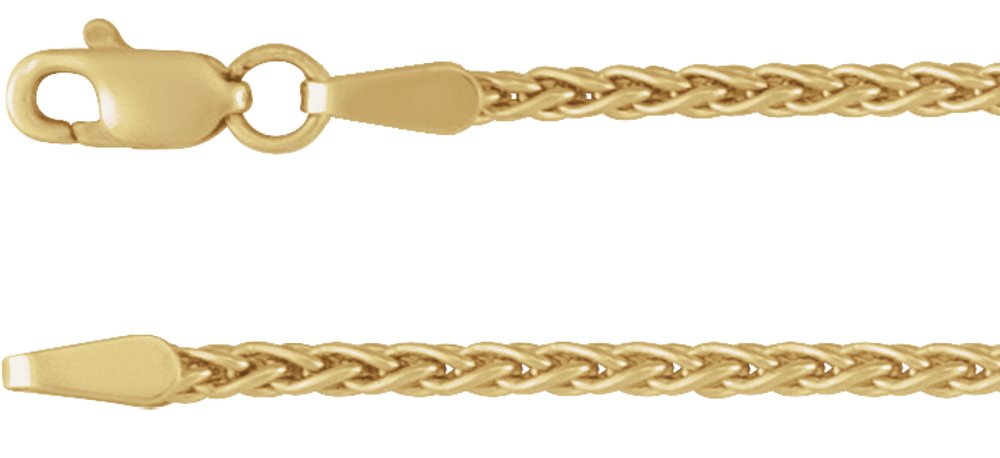 18K Yellow Gold 1.9 mm Wheat 18" Chain