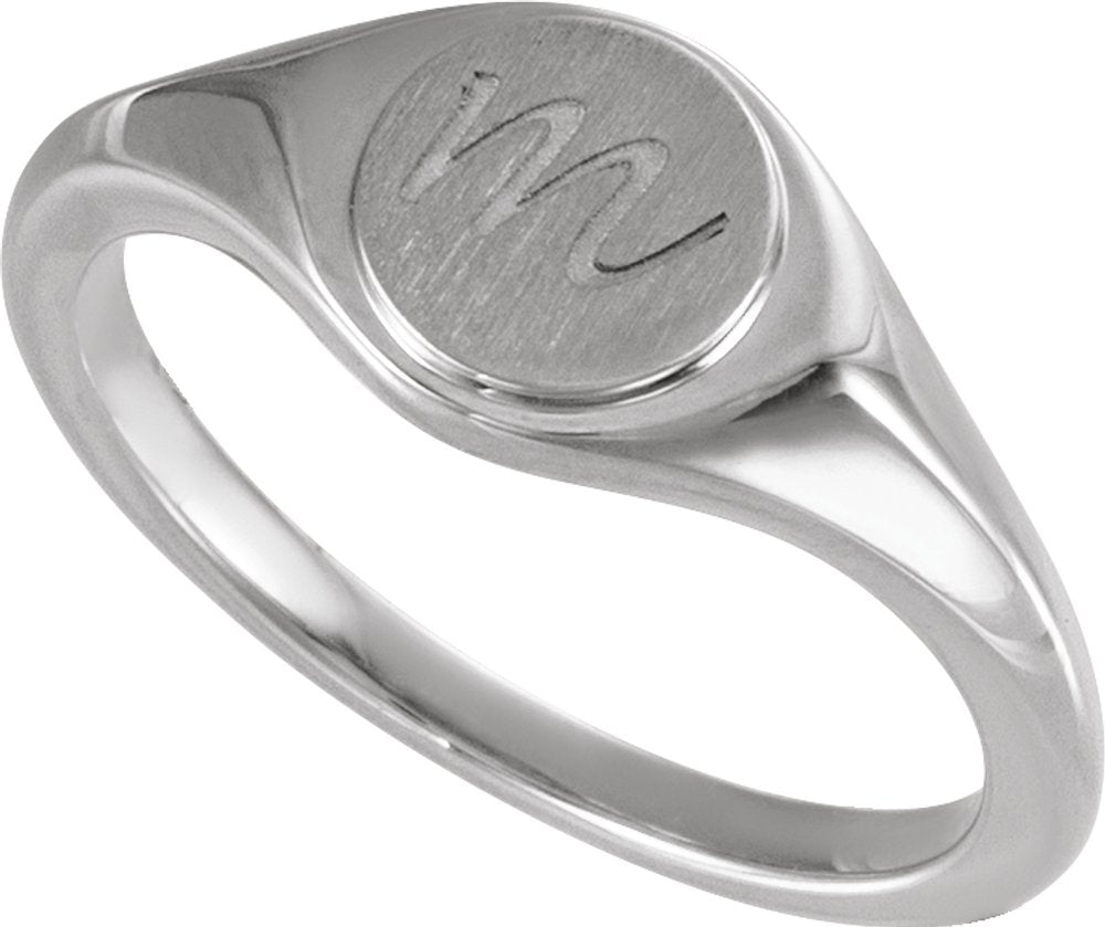 Sterling Silver 7 mm Round Signet Ring