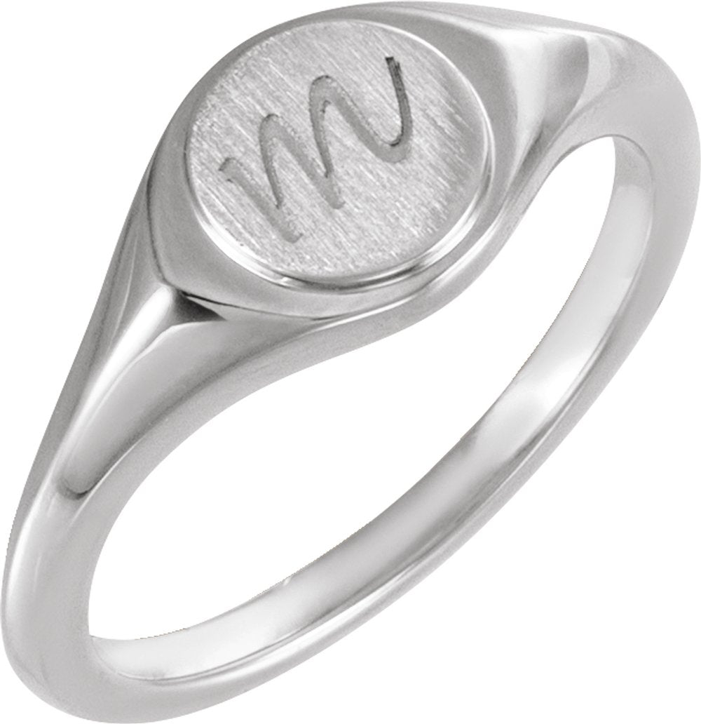 Sterling Silver 7 mm Round Signet Ring