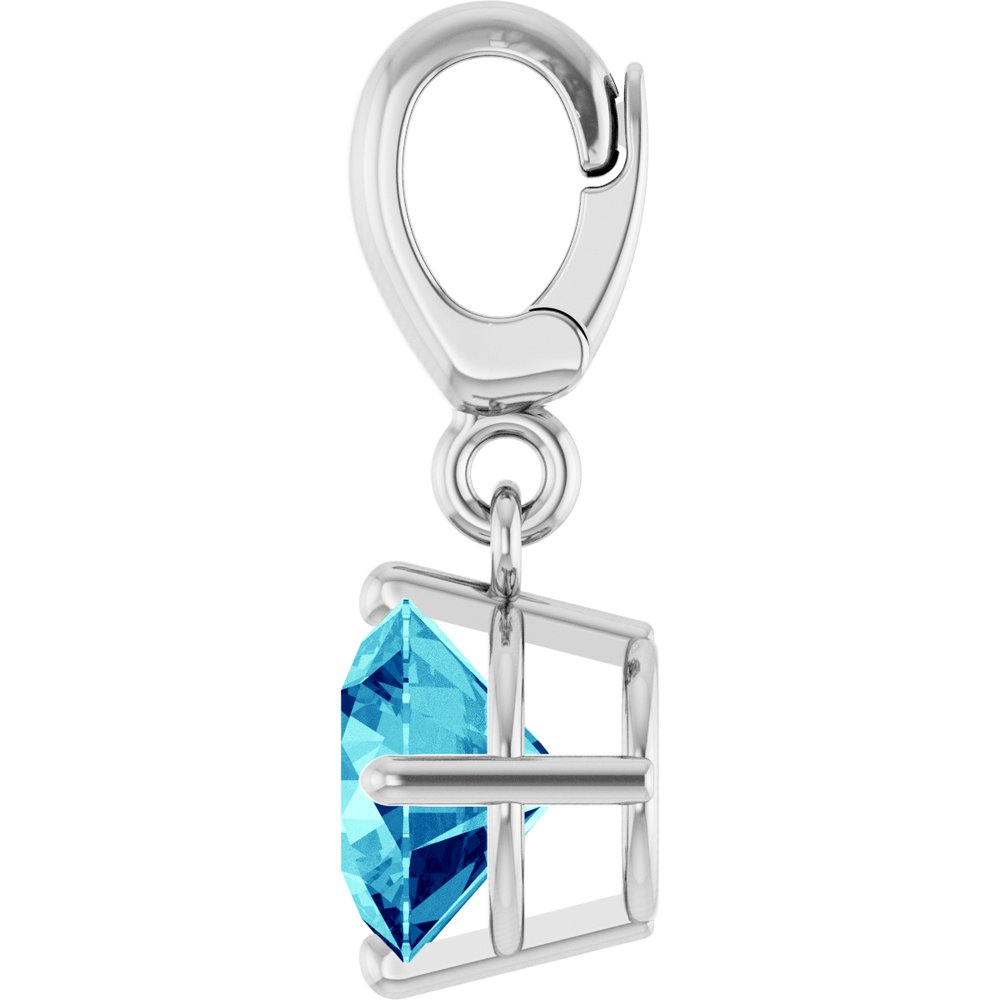 Sterling Silver Natural Blue Zircon Charm/Pendant