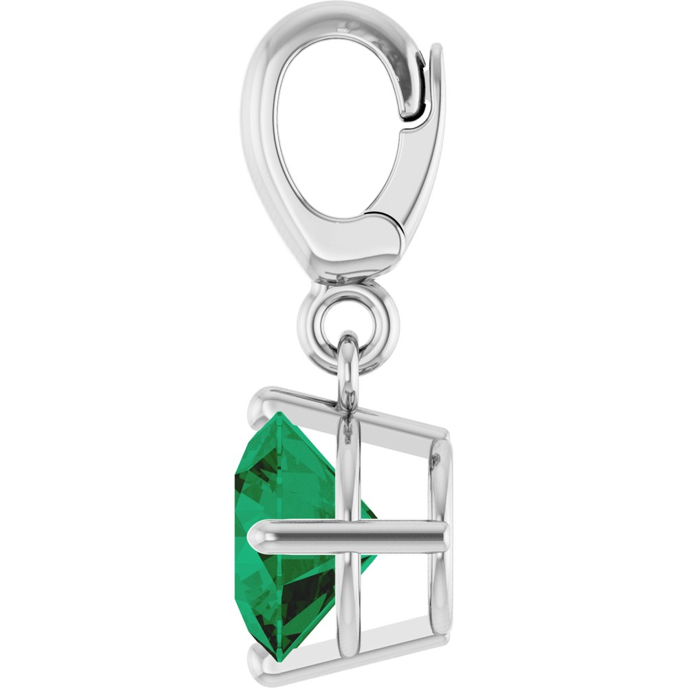 Sterling Silver Lab-Grown Emerald Charm/Pendant