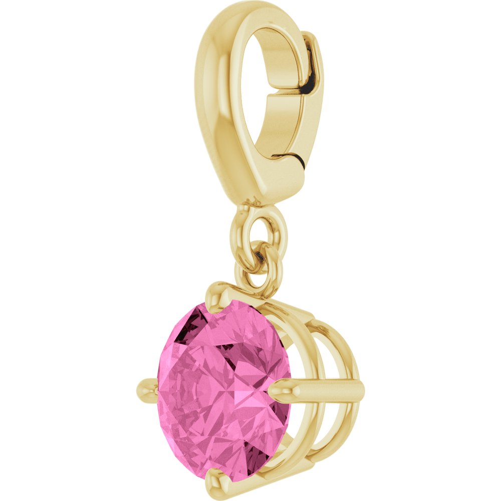 14K Yellow Gold Lab-Grown Pink Sapphire Charm/Pendant