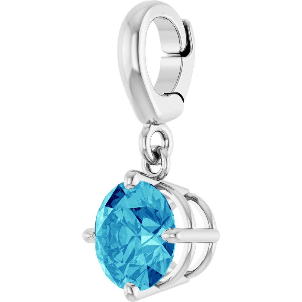 Sterling Silver Natural Blue Zircon Charm/Pendant