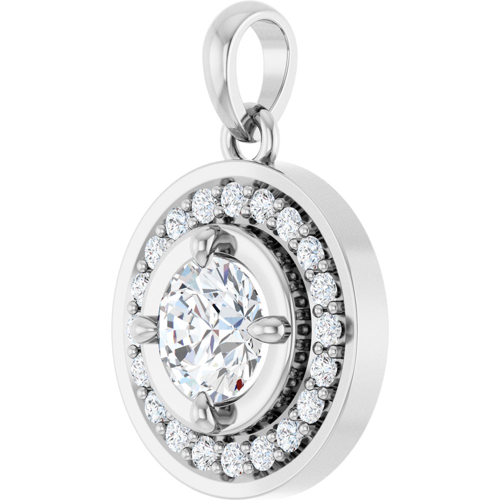 14K White Gold 5/8 CTW Lab-Grown Diamond Halo-Style Charm/Pendant