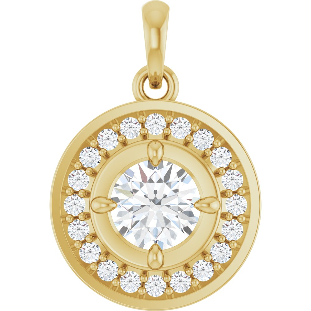 14K Yellow Gold 5/8 CTW Natural Diamond Halo-Style Charm/Pendant