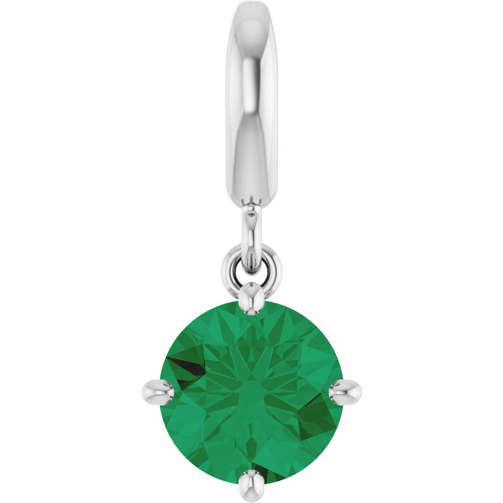 Sterling Silver Lab-Grown Emerald Charm/Pendant