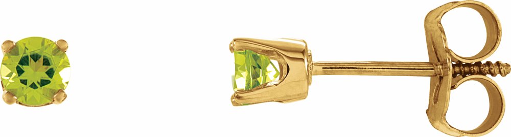 14K Yellow Gold Natural Peridot Youth Earrings