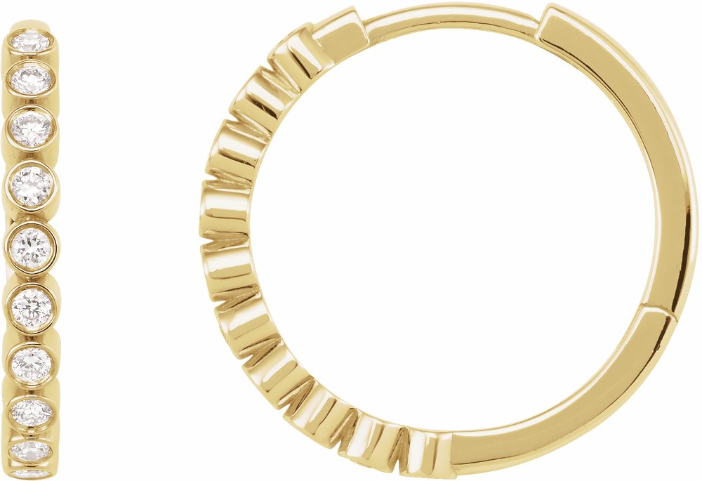14K Yellow Gold 1/4 CTW Lab-Grown Diamond Hinged Hoop Earrings