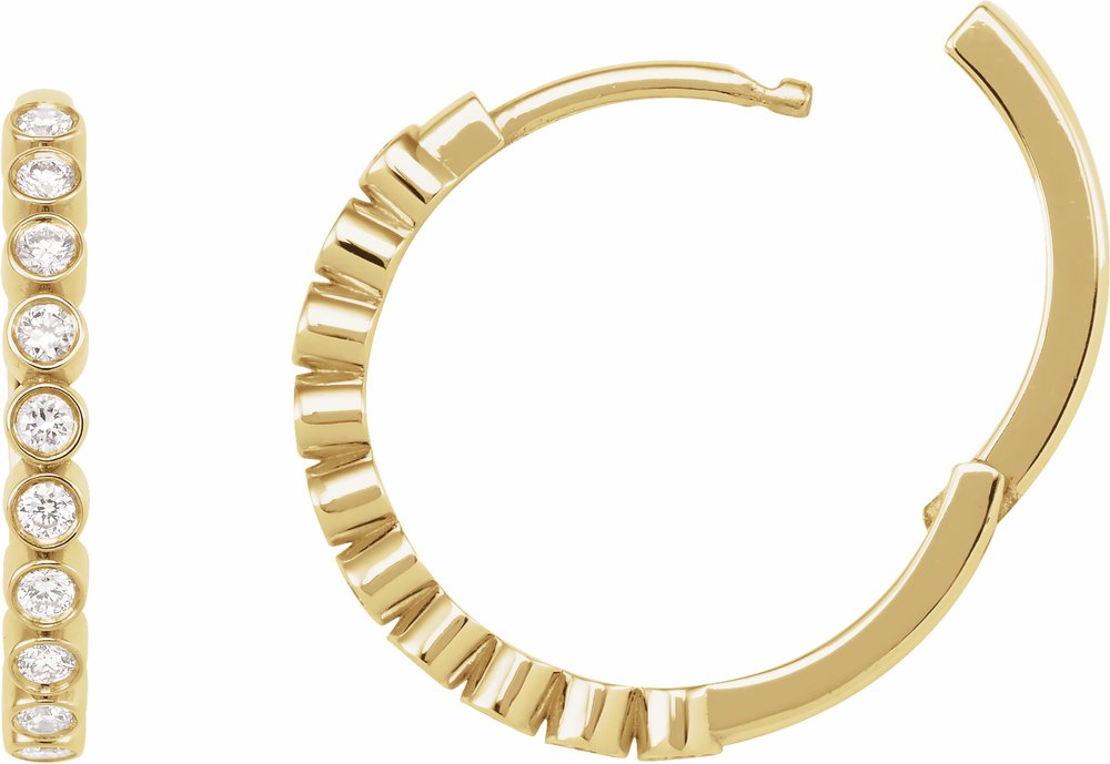 14K Yellow Gold 1/4 CTW Lab-Grown Diamond Hinged Hoop Earrings