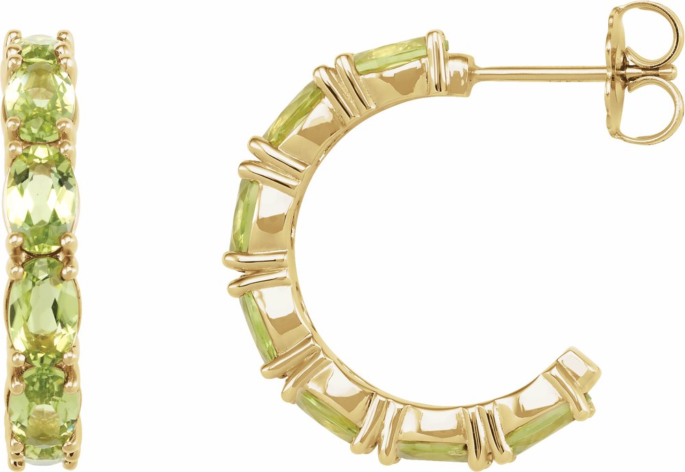 14K Yellow Gold Natural Peridot 18.2 mm Hoop Earrings