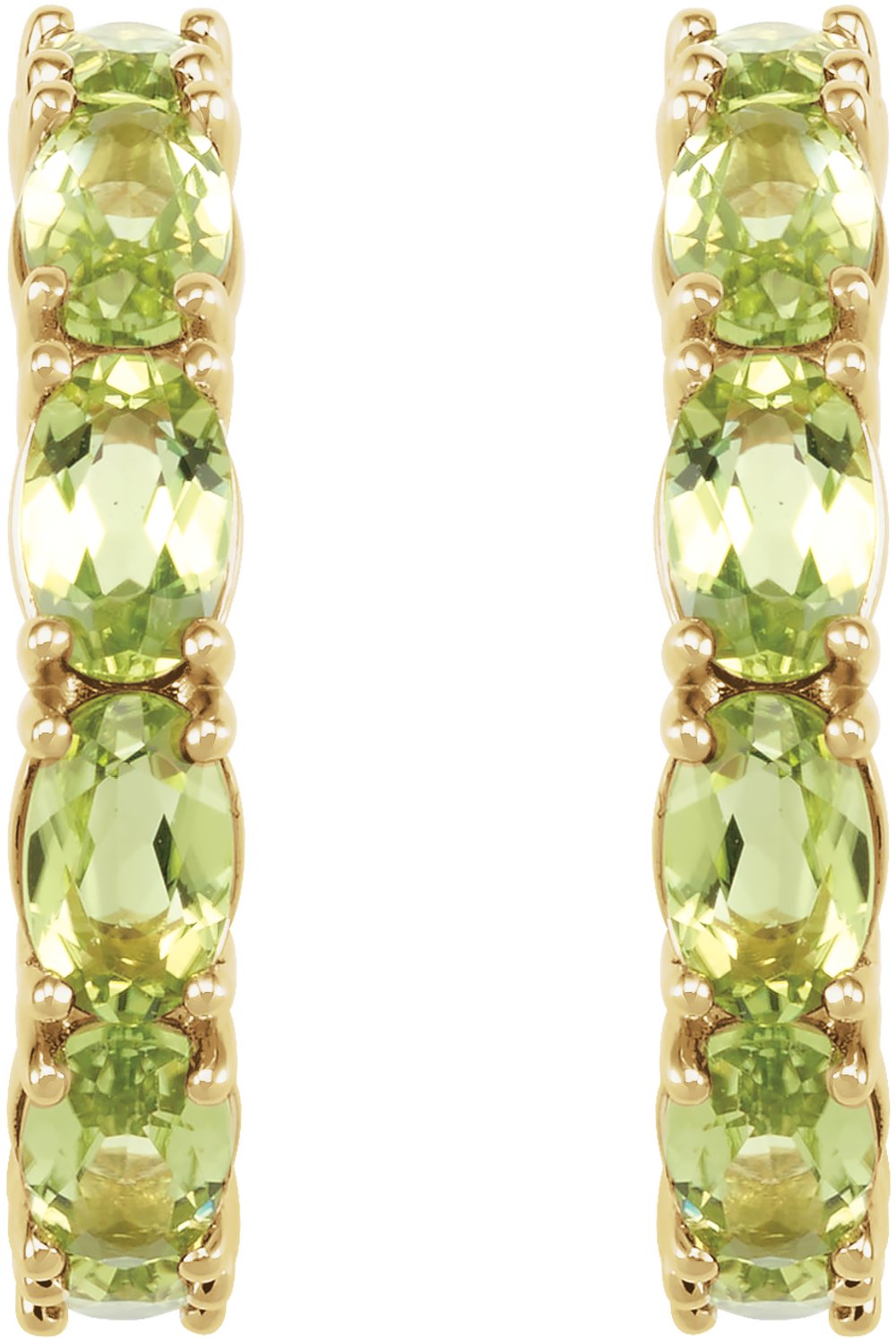 14K Yellow Gold Natural Peridot 18.2 mm Hoop Earrings