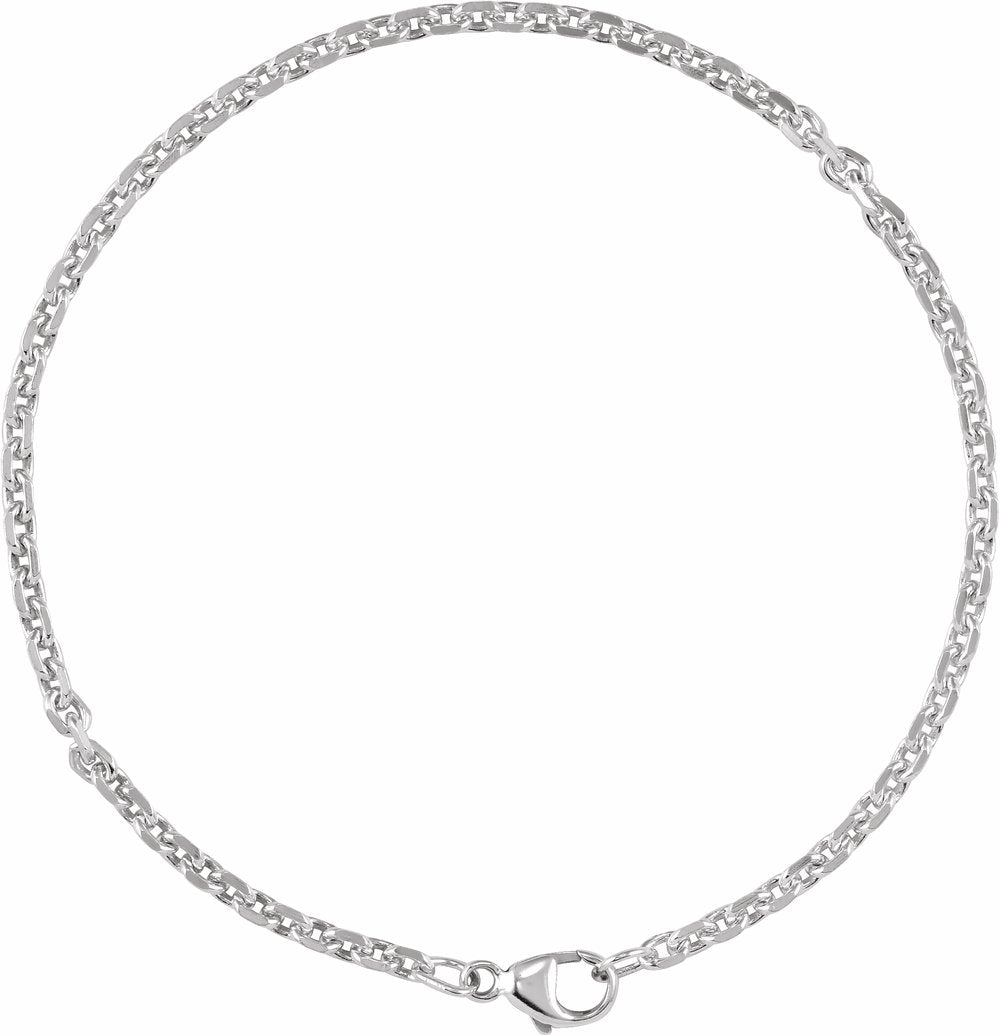 Sterling Silver 2.44 mm Diamond-Cut Cable 7" Chain