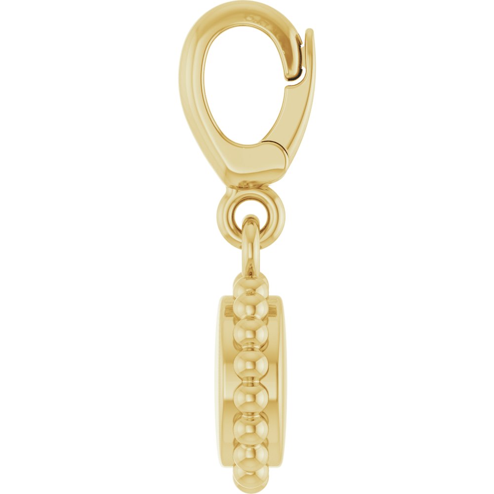 18K Yellow Gold-Plated Sterling Silver Engravable Beaded Disc Charm/Pendant