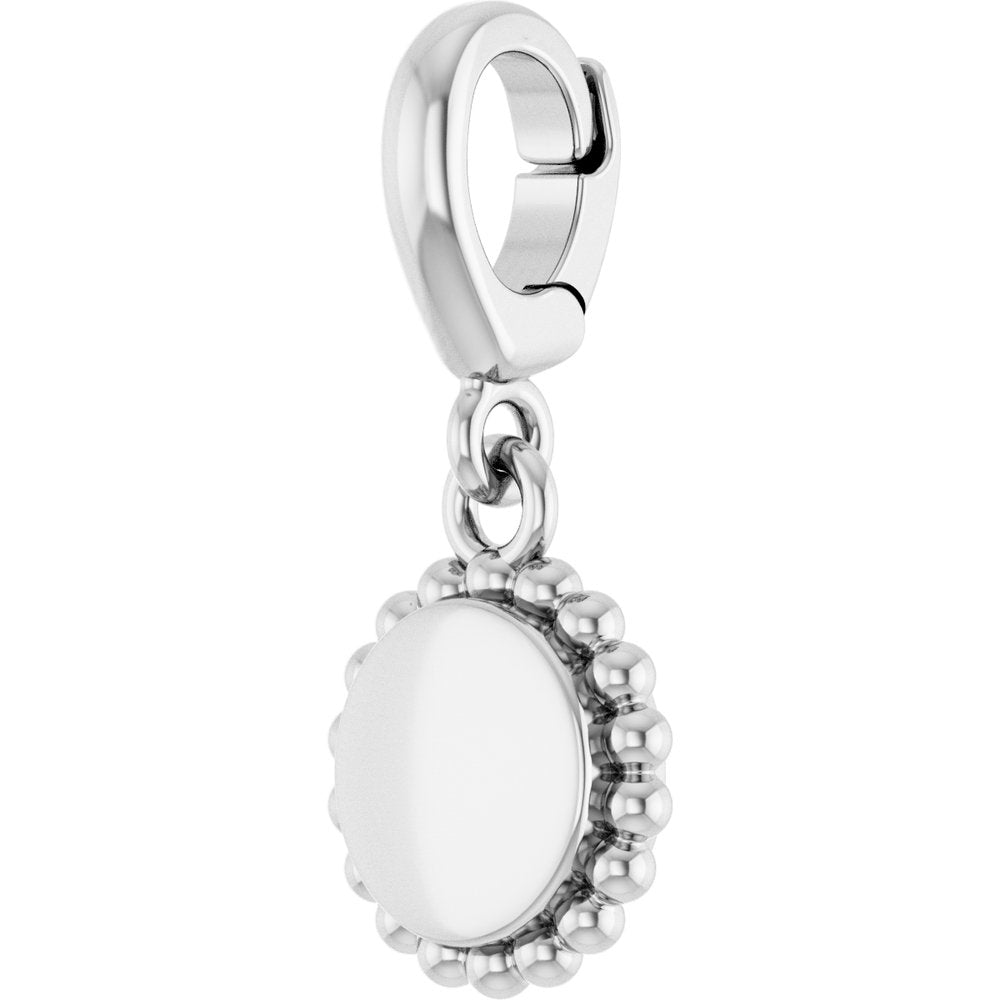 Sterling Silver Engravable Beaded Disc Charm/Pendant