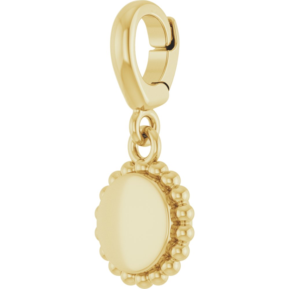 14K Yellow Gold Engravable Beaded Disc Charm/Pendant
